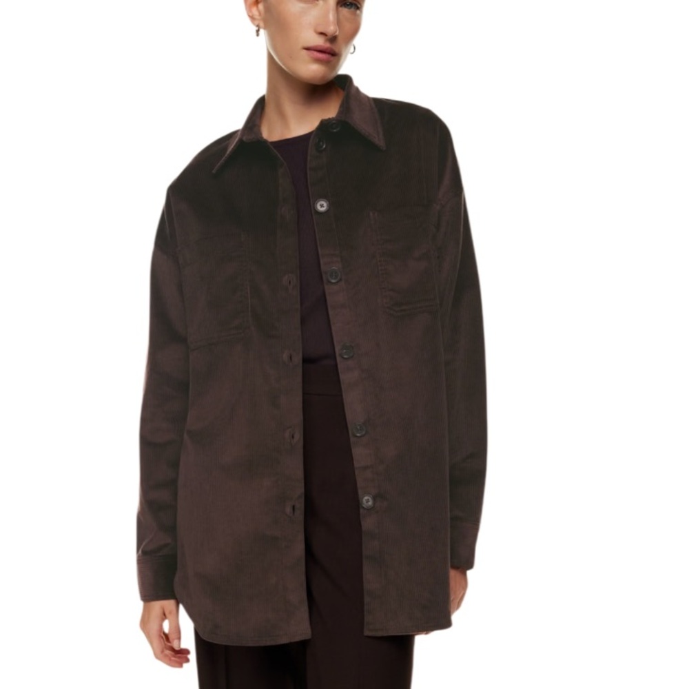 Minimalist Aritzia The Group Babaton Chocolate Brown Graydon Corduroy Shirt